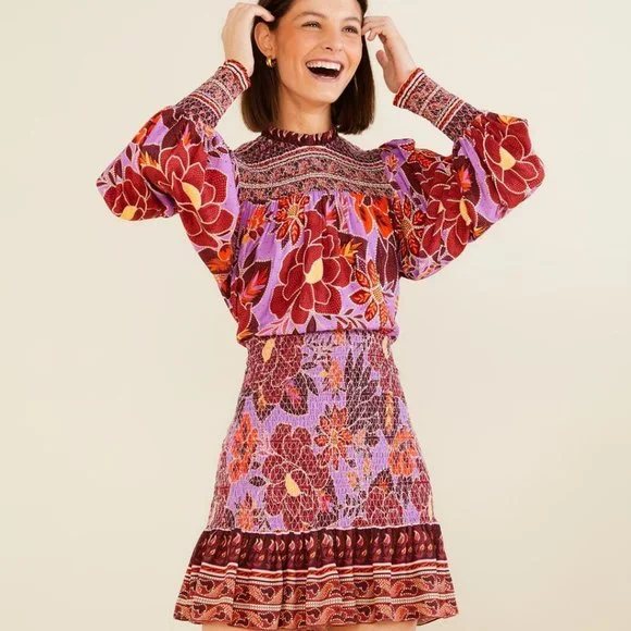 farm rio sweet rio mini dress FARM Rio | Dresses | Farm Rio Sweet Floral Mini Dress In Violet